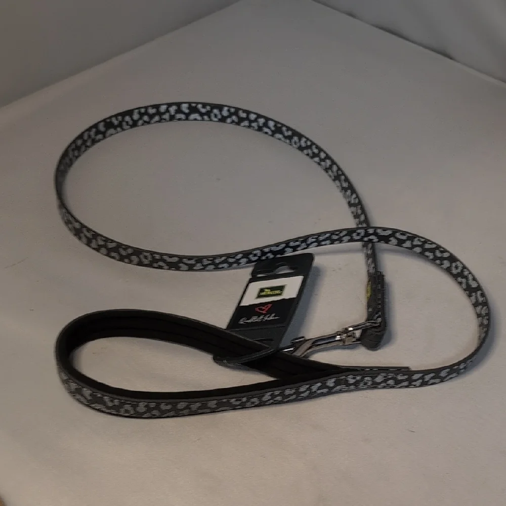 Hunter T-Leash Plastic Grey Reflective Leopard Print Pet Leash
